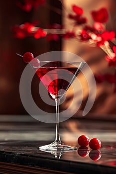 Glistening Red Cocktail in Ambience