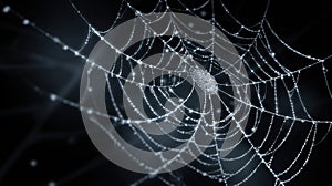glistening spiderweb covered in dew drops