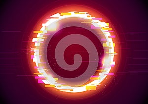 Vector Illustration Abstract Neon Glitch Technology Ring