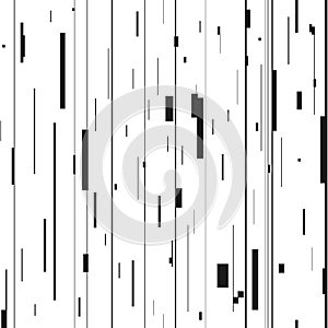 Glitch abstract background. Glitched backdrop with distortion, seamless pattern with random vertical black and white lines. photo