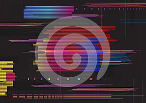 Glitch abstract background. Glitched horizontal stripes. Colorful digital signal error. photo