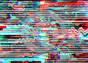 Glitch background. Computer screen error. Digital pixel noise abstract design. Photo glitch. Television signal fail