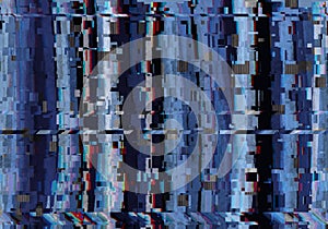 Glitch background. Computer screen error. Digital pixel noise abstract design. Photo glitch. Television signal fail. Data decay.