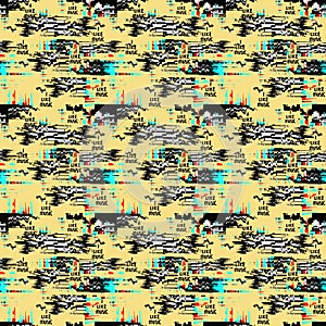 Glitch background. Computer screen error. Digital pixel noise abstract design. Video game glitch. Television signal fail.