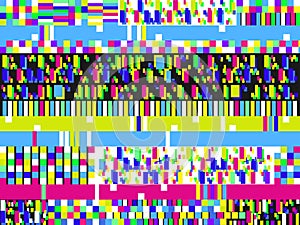 Glitch background. Signal error pixel mosaic. Colorful pattern. Vector