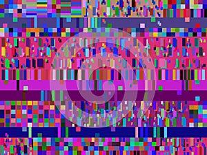 Glitch background. Signal error pixel mosaic. Colorful pattern. Vector