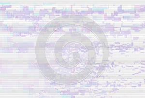 Glitch digital screen pattern white, interference pixel