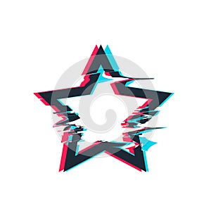 Glitch distortion frame. Vector star illustration