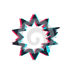 Glitch distortion frame. Vector star illustration