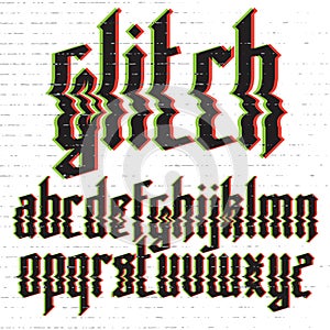 Glitch distortion gothic font