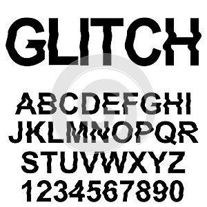 Glitch distortion typeface. Letters and numbers for your design