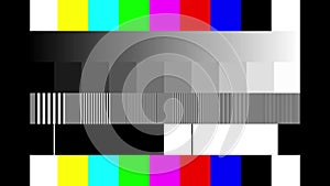 Glitch effect during cesta rendering of the old tv. Test pattern from a tv transmission with colorful bars on the screen