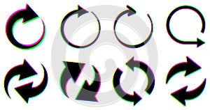 Glitch Effect Circular Arrows Collection