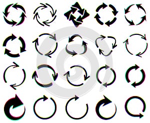 Glitch Effect Circular Arrows Collection
