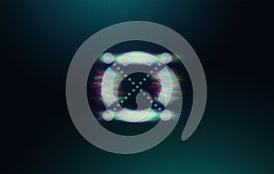 Glitch effect cryptocurrency coin on colorful background, cryptocurrency concept color art photo