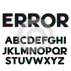 Glitch and error style font and alphabet design