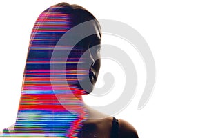 Glitch face art portrait color woman silhouette