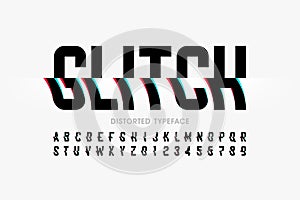 Glitch font with distorted effect