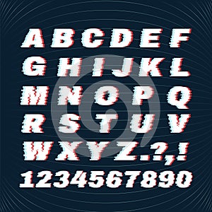 Glitch font with distortion effect. Deface Alphabet. Concept For Your Logo.