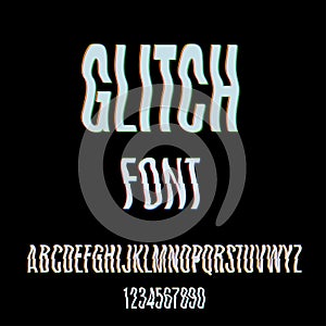 Glitch font with distortion effect