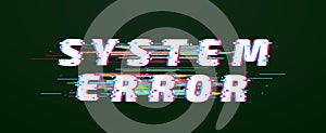 Glitch font. System error digital distorted glitched text vector