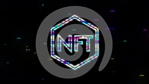 Glitch nft sign. non-fungible token. Motion Graphic