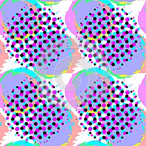 Glitch noise distortion and halftone seamless pattern with chromatic aberration effect