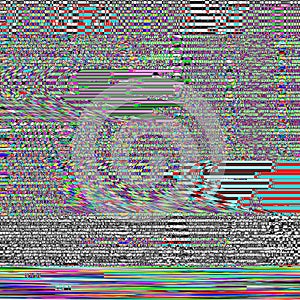 Glitch psychedelic background. Old TV screen error. Digital pixel noise abstract design. Photo glitch. Bad signal