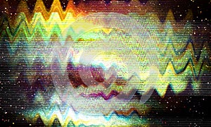 Glitch psychedelic background. Old TV screen error. Digital pixel noise abstract design. Photo glitch. Television signal