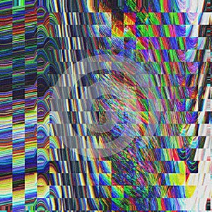 Glitch psychedelic background. Old TV screen error. Digital pixel noise abstract design. Photo glitch. Television signal