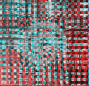 Glitch psychedelic background. Old TV screen error. Digital pixel noise abstract design. Photo glitch. Television signal