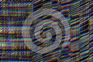 Glitch psychedelic background. Old TV screen error. Digital pixel noise abstract design. Photo glitch. Television signal