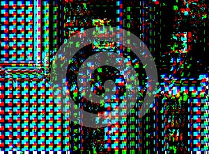 Glitch psychedelic background. Old TV screen error. Digital pixel noise abstract design. Photo glitch. Television signal