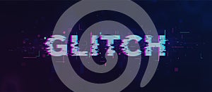 Glitch text with digital distortion and technical error effect