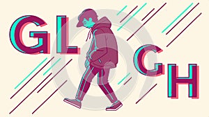 Glitch text effect, digital art and modern design vector design Generative AI photo