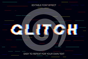 Glitch text effect. Editable glitch font effect.