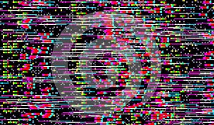 Glitch Texture pixel noise. Test TV Screen Digital VHS Background. Error Computer Video. Abstract problem black Damage