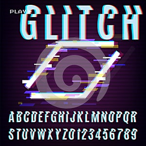 Glitched Abstract Design. Distorted Glitch Style Retro Background And Font. VHS - Banner, Poster, Flyer, Brochure. Vector Illust