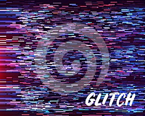 Glitched abstract distortion effect. Colorful pixel mosaic background. Vector illustration.