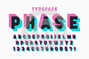 Glitched display font design, alphabet, typeface, letters photo