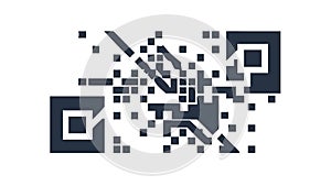 Glitched QR Code Digital Distortion Abstract, vector design Generative AI