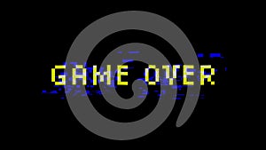 Glitching Game Over text animation on a black background.
