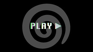 Glitching Play icon animation on a black background