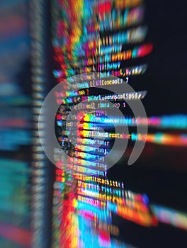 Glitchy Error Message Displayed on Computer Screen With Code Blurred on a Minimal Background