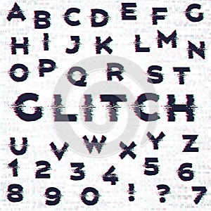 Glith alphabet with noise effect