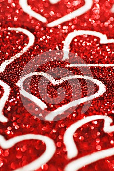 Glitter background with hearts