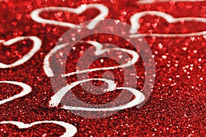 Glitter background with hearts