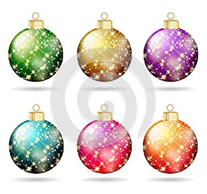Glitter christmas balls isolated