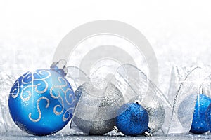 Glitter christmas balls and ribbon
