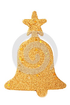 Glitter christmas mas bell decoration isolated on white